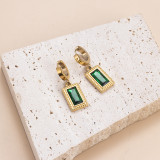 1 par de pendientes elegantes de circonita con incrustaciones de acero inoxidable rectangulares con forma de corazón y borlas para mujer