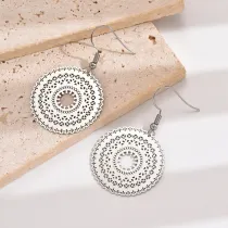 1 par de pendientes colgantes huecos pulidos de acero inoxidable redondos de estilo Simple