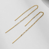 Línea de oreja chapada en oro, 1 par, estilo INS, estilo Simple, Color sólido, acero inoxidable, chapado en borlas