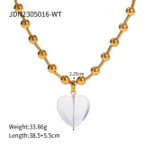 Collar chapado en oro de 18 quilates con revestimiento de acero inoxidable en forma de corazón estilo IG