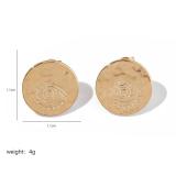 1 par de pendientes clásicos lujosos chapados en Color sólido de acero inoxidable chapados en oro de 18K