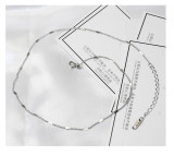 Collar geométrico de titanio y acero inoxidable (aleación de rosa larga) joyería fina NHOK0524-aleación de rosa larga