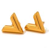 1 par de aretes chapados en oro de 18 quilates de acero inoxidable huecos chapados en letras estilo IG
