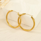 Pendientes de aro chapados en acero inoxidable de color sólido de estilo simple 1 par