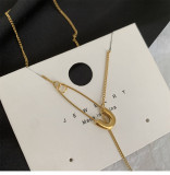 Collar de letra cuadrada con clip de papel simple, cadena de clavícula de acero de titanio a la moda
