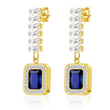 1 Pieza Casual Estilo simple Estilo clásico Rectángulo Chapado Incrustación Acero inoxidable Acero titanio Circón Pendientes colgantes chapados en oro