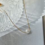 Collar chapado en oro de acero titanio con perlas estilo hada 1 pieza
