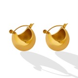 Pendientes en forma de U chapados en oro de 18 quilates de acero de titanio geométricos para mujer a la moda, joyería
