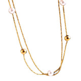 Collares en capas de acero inoxidable geométricos de estilo simple Collares de acero inoxidable con perlas chapadas en oro