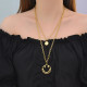 Collar de doble capa con letras redondas de acero inoxidable con cara sonriente hueca