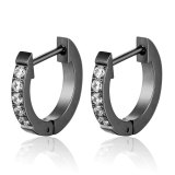 Pendientes de diamantes de imitación artificiales de acero titanio redondos de estilo simple 1 par
