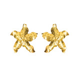 1 par de pendientes artísticos exagerados de estrella de mar chapados en aleación de acero de titanio chapados en oro y plata