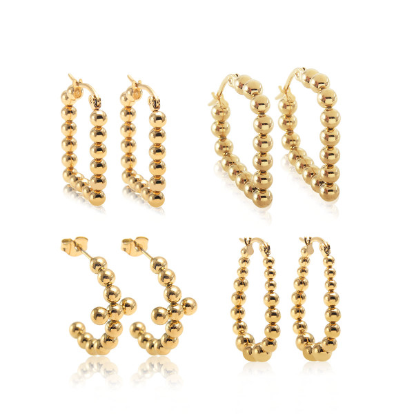 1 par de pendientes chapados en oro de acero inoxidable chapado en color sólido de estilo simple