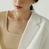 Moda Letra Chapado en acero inoxidable Collares en capas 1 pieza