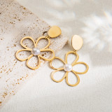 1 par de pendientes colgantes chapados en oro de 18 quilates con perlas artificiales de acero inoxidable pulido con forma de corazón dulce estilo IG