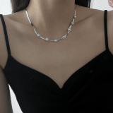 Collar geométrico de acero inoxidable a la moda para mujer, collares de acero inoxidable chapados