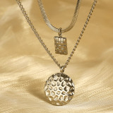 Collar con colgante chapado en oro de 18 quilates con incrustaciones de diamantes de imitación redondos de estilo simple informal