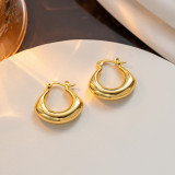 1 par de aretes chapados en oro de 18K de acero inoxidable con revestimiento geométrico en forma de C elegante e informal para mujer