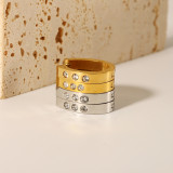 1 par de pendientes chapados en oro de 18K con incrustaciones geométricas de estilo moderno francés Retro con diamantes de imitación de acero inoxidable