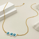 Collar chapado en oro con revestimiento de esmalte de acero inoxidable con ojo divertido gótico