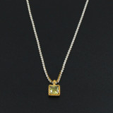 Collar con circonitas chapado en oro de acero inoxidable geométrico estilo francés 1 pieza