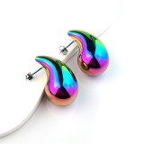 1 par de pendientes de acero inoxidable chapados en gotas de agua de estilo Simple
