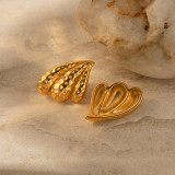 1 par de pendientes chapados en oro de 18 quilates de acero inoxidable chapado en forma de corazón estilo Simple estilo IG