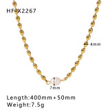 Collar con colgante chapado en oro de 18 quilates con cuentas de acero inoxidable y perlas de estilo simple