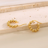 1 par de pendientes de aro chapados en oro de 18 quilates de acero inoxidable con bola brillante para novia