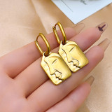1 par de pendientes colgantes chapados en oro y plata de acero titanio chapado en pulido de rostro humano Estilo Vintage estilo IG