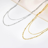 Collares de doble capa chapados en oro de 18 quilates chapados en capas de acero inoxidable de color sólido de vacaciones estilo IG