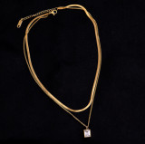 Collar Retro francés L67 para mujer, cadena de clavícula doble de doble capa versátil de verano, diseño de moda, acero de titanio dorado