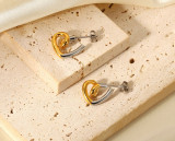 1 par de aretes chapados en oro de acero titanio con bloques de color de estilo simple