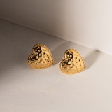 1 par de pendientes chapados en oro de 18 quilates de acero inoxidable con forma de corazón estilo IG