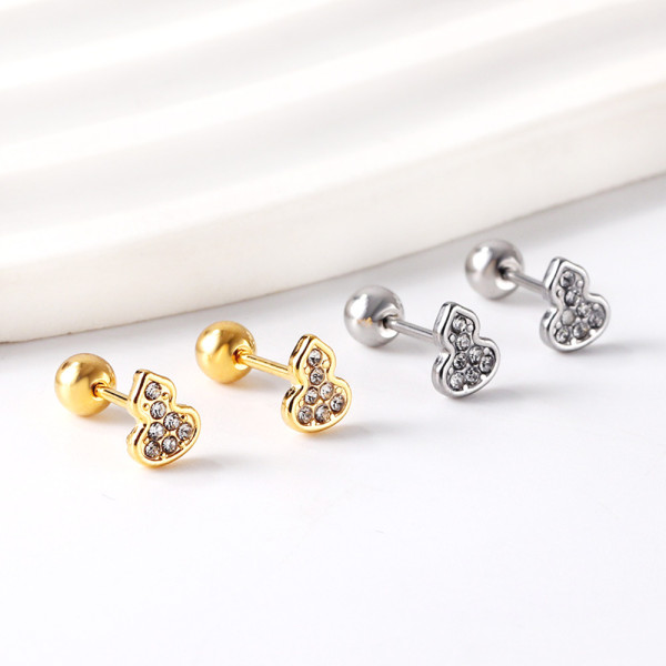 1 par de pendientes de piedras preciosas artificiales de acero inoxidable con incrustaciones de calabaza de cereza de estilo Simple