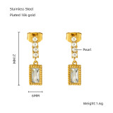 1 par de pendientes colgantes chapados en oro de 18 quilates con incrustaciones rectangulares y forma de corazón de estrella de estilo clásico clásico elegante