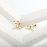 1 par de pendientes chapados en oro de 18 quilates con incrustaciones geométricas de acero inoxidable y circonita de estilo sencillo