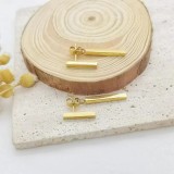 1 par de pendientes colgantes de acero inoxidable con revestimiento geométrico de estilo simple