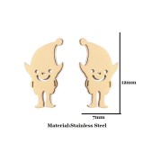 1 par de pendientes geométricos de estilo simple con revestimiento de acero de titanio