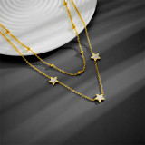 Collares acodados chapados en oro de 18K de Shell con incrustaciones de acero inoxidable con forma de estrella de estilo simple
