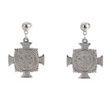 Nueva moda pendientes de acero inoxidable pendientes de cruz de Jesús de oro religioso europeo y americano al por mayor