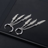 1 pieza Pendientes colgantes de cadena con borlas de acero titanio y plumas de estilo simple