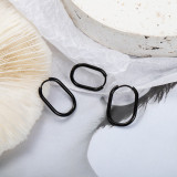 Pendientes chapados en pulido de acero inoxidable en forma de U de estilo simple 1 par