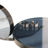 Pendientes chapados en acero titanio con tres círculos romanos retro, joyería al por mayor