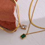 Collar de cadena de serpiente de oro de 18 quilates de doble capa de joyería de acero inoxidable dorado