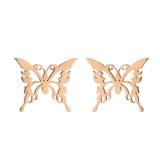 Pendientes de acero inoxidable con forma de mariposa de estilo sencillo para mujer, sin incrustaciones, pendientes de acero inoxidable chapados