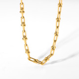 Collar de cadena en forma de U de acero inoxidable chapado en oro de 18 quilates, joyería al por mayor