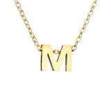 Collar chapado en oro con revestimiento de acero inoxidable con letras de estilo simple informal