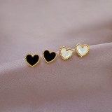 1 par de pendientes de acero titanio con forma de corazón, estilo moderno, estilo Simple