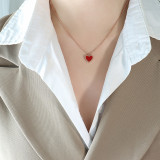 Collar De Esmalte De Acero De Titanio Acrílico Con Forma De Corazón De Moda, 1 Pieza